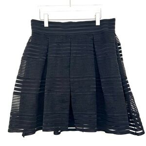 Torrid Ribbon Stripe Skirt Pleated Sheer Black Whimsygoth Size 12 (Torrid 0)